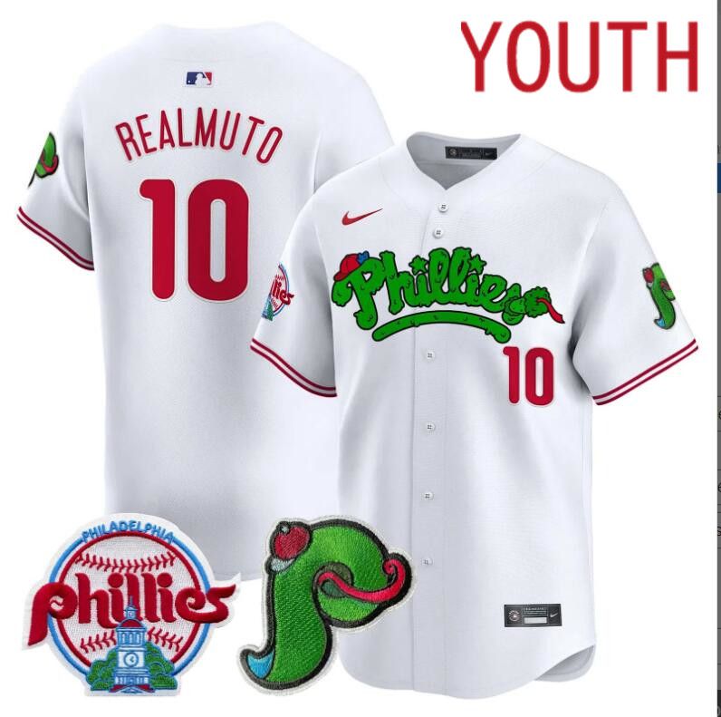 Youth Philadelphia Phillies #10 Realmuto white Limited 2024 MLB Nike jersey